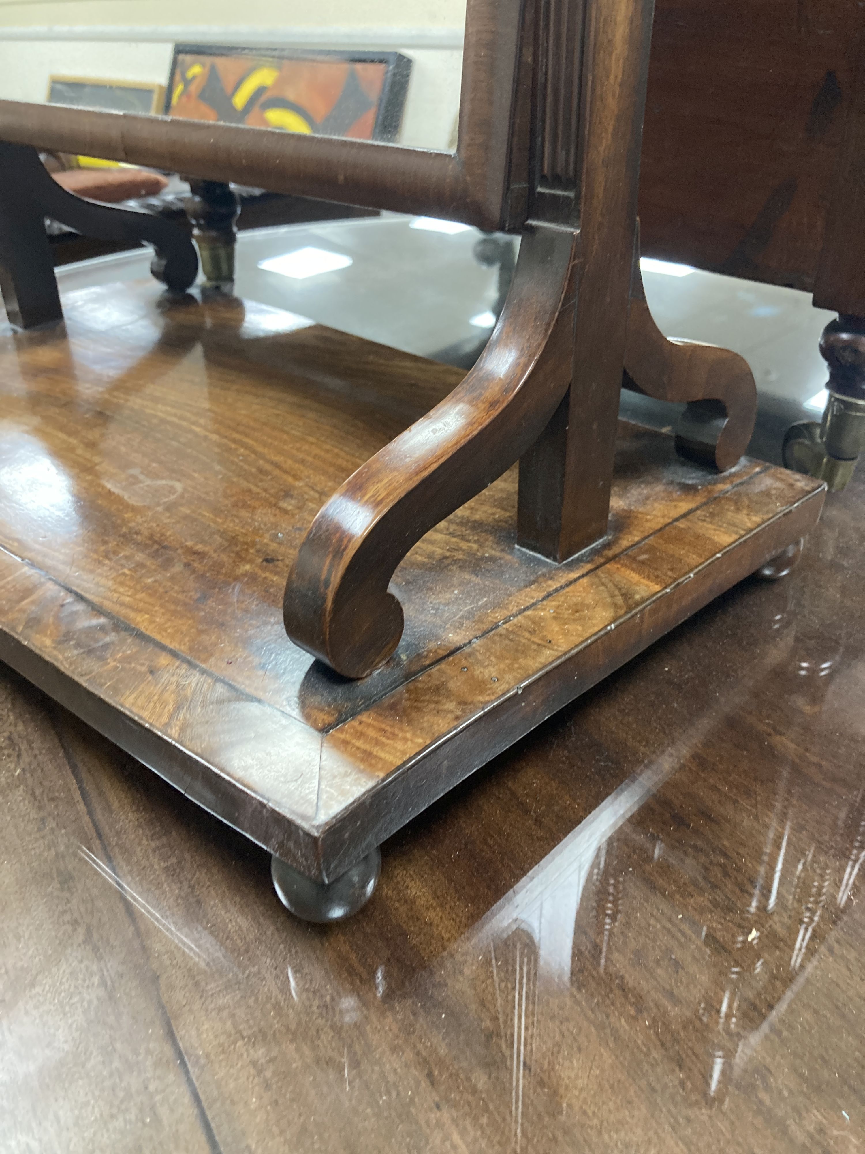 A 19th century mahogany dressing table mirror, width 52cm, depth 29cm, height 46cm